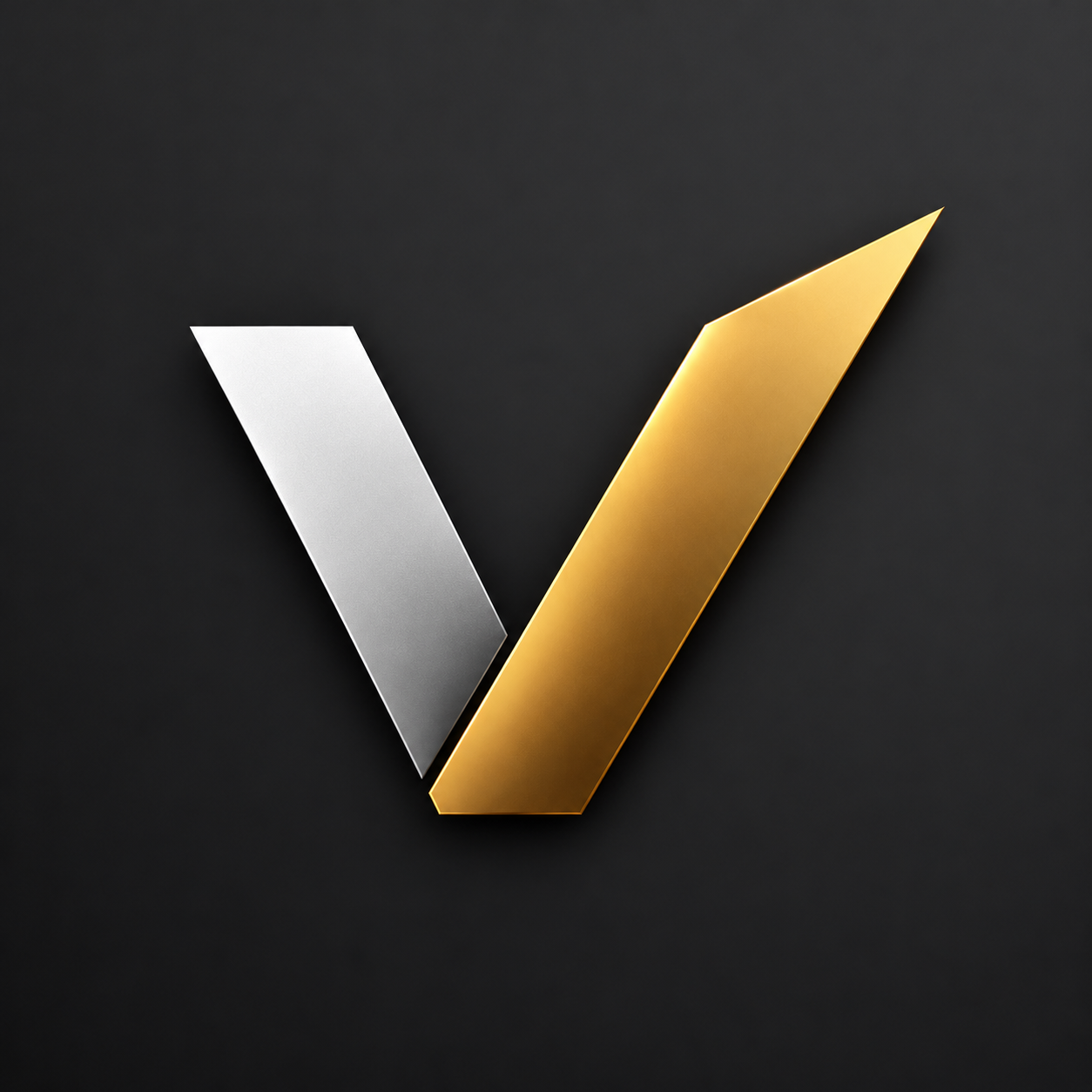 VNTG Media silver and gold V symbol